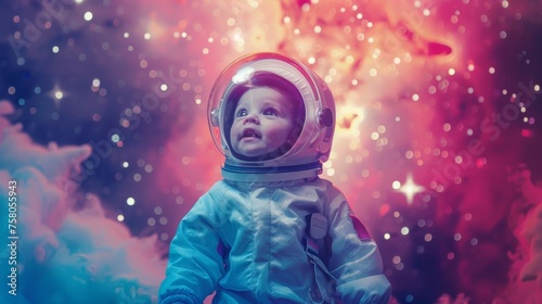 A little astronaut with wid...