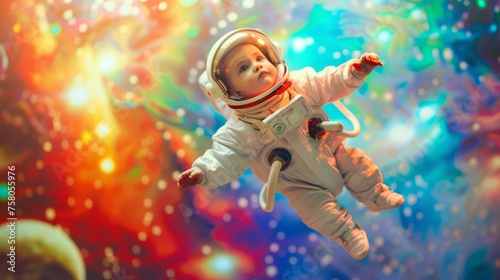 A baby astronaut appears to...