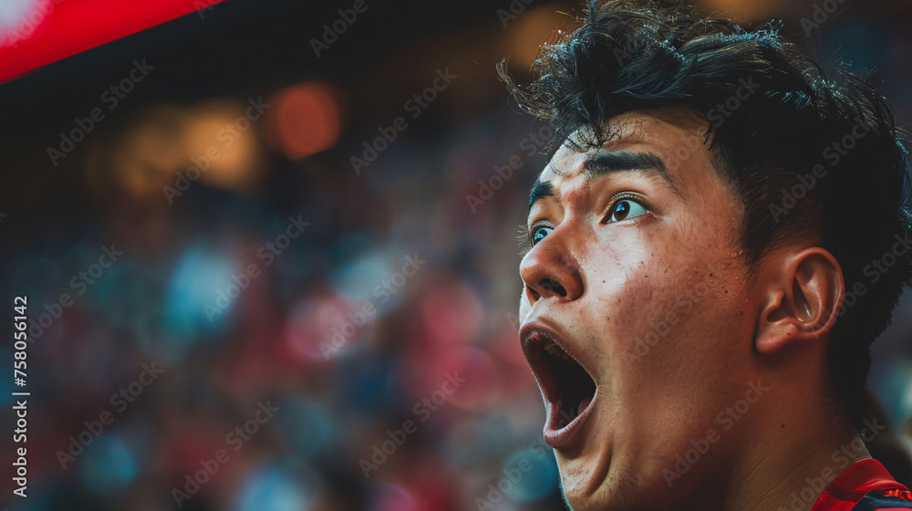 of a passionate soccer fan, captured in a moment of pure exhilaration as they cheer on their team of a passionate soccer fan, captured in a moment of pure exhilaration as they cheer on their team