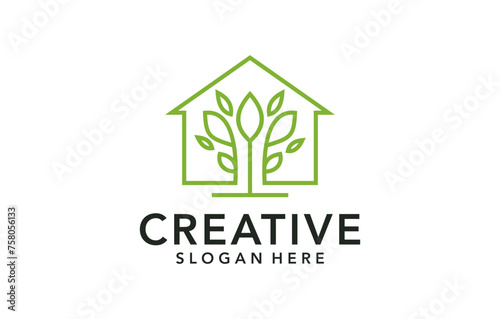 Elegant minimalist tree house logo design