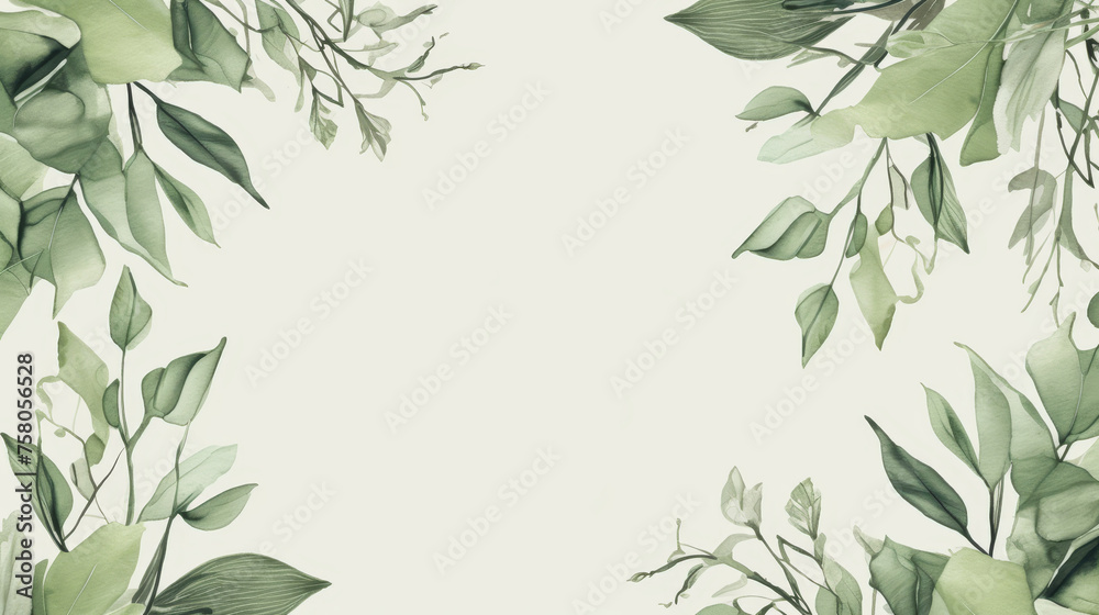 Beautiful Sage Green Leaves on a branch wedding invitation