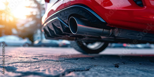 Exhaust pipe of a sports red car