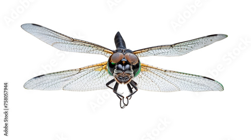 Detailed Close-up of a Dragonfly in Flight 