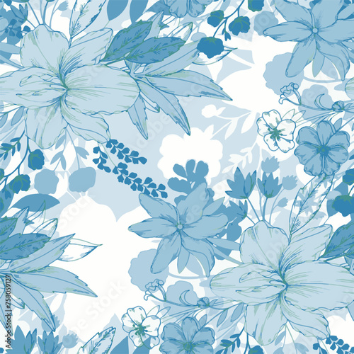 Pattern flower floral spring blossom illustration vector fabric textile design leaf leaves