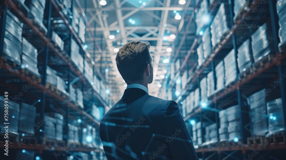 Businessman and global logistics network distribution and transportation Businessman and global logistics network distribution and transportation