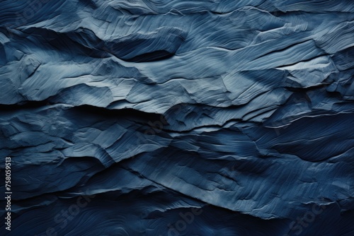Wall texture of navy blue of decorative relief abstract grunge. wide angled rou, generative IA photo