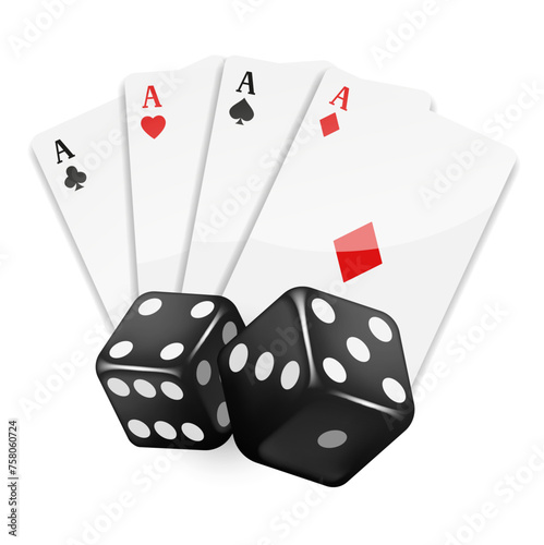 Casino illustration. Vector 3D elements on the theme of casinos and gambling.