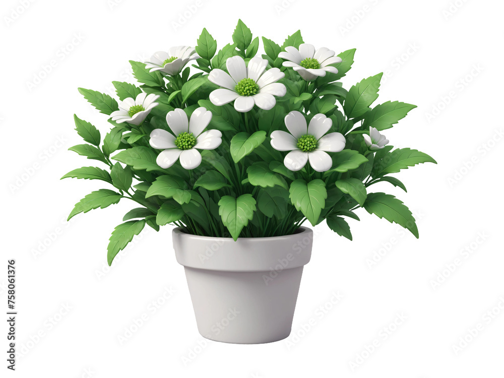 white-flowered flower pots