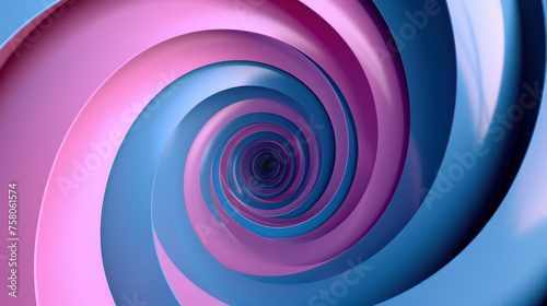 Blue and Pink Spiral Design on Vibrant Blue and Pink Background with Central Focus and Eyecatching Twists and Turns