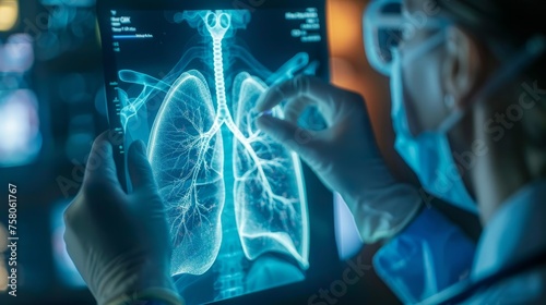 Diseases of the lung in the picture in the hands of a doctor, heart disease patient, a chest pain to his doctor