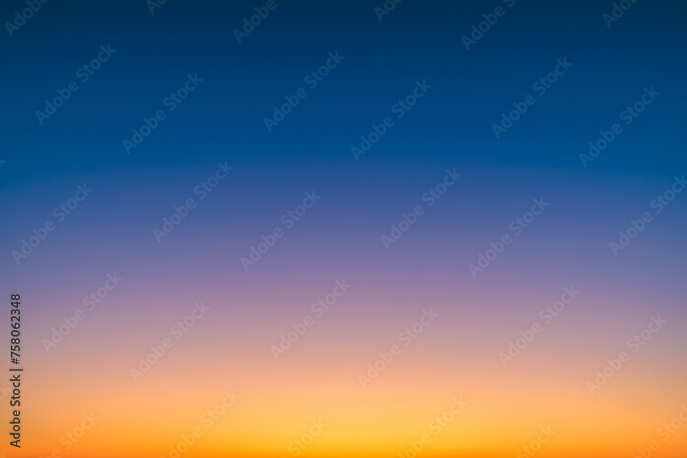 Beautiful sky clouds nature background at dusk. natural gradient from blue to yellow.