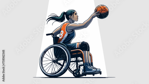 a handicapped woman practicing basketball