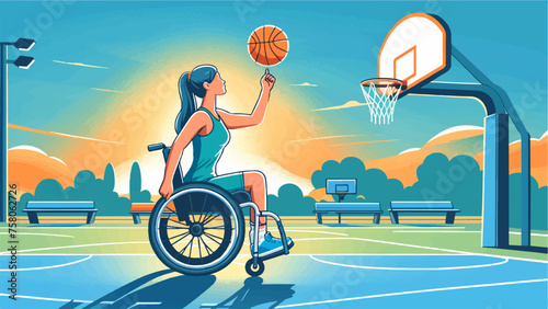 handicapped woman playing basketball
