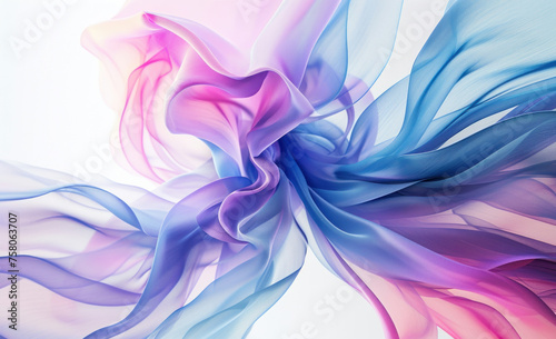 Abstract Flowing Blue, Pink, and Purple Fluid in the Air Creating a Vibrant and Dynamic Composition