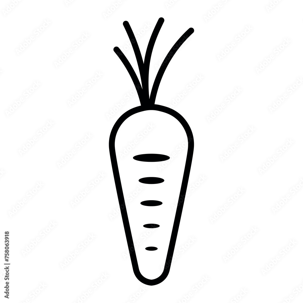 black vector carrot icon on white background