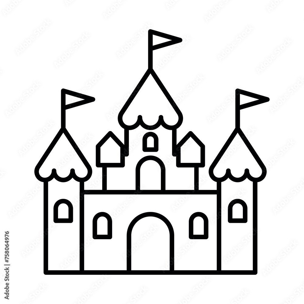 black vector castle icon on white background