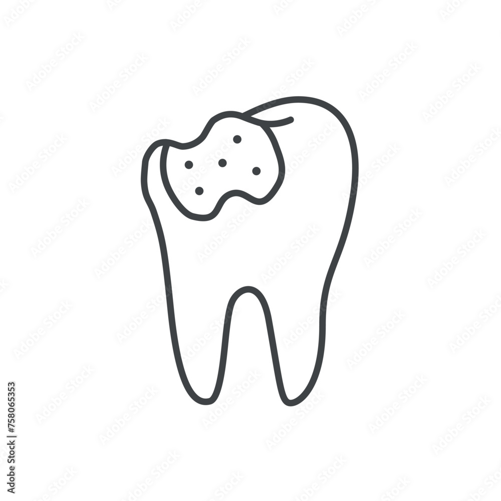 Dental caries icon. broken, infected tooth icon outline. Dental caries icon. broken, infected tooth icon outline.