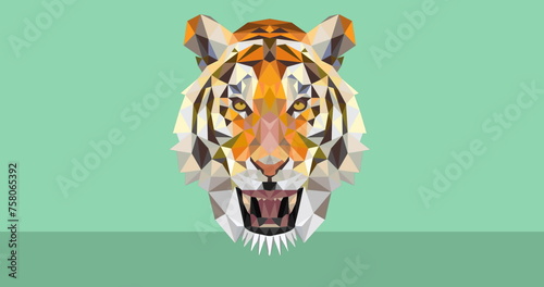 Image of tiger icon on green black background
