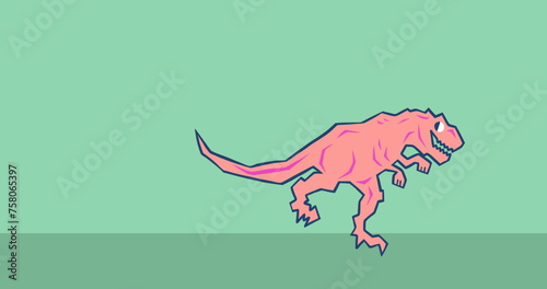 Image of orange dinosaur icon on green black background