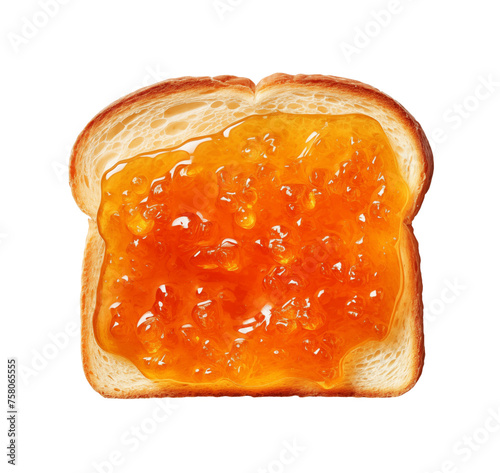 Photo of a delicious sandwich with orange marmalade isolated on a white background