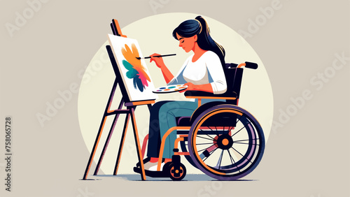 handicapped woman painting peacefully