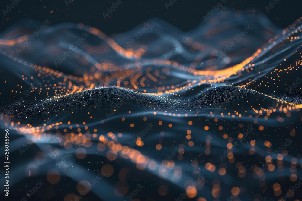 Abstract, flowing data stream visualization on a dark field Abstract, flowing data stream visualization on a dark field