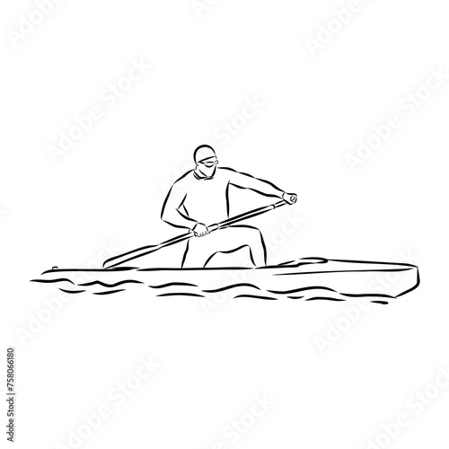 Doodle style canoe and paddles sketch in vector format.