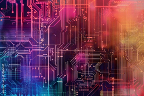 Multilayered digital circuit patterns over a gradient background