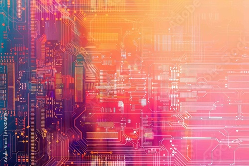 Multilayered digital circuit patterns over a gradient background