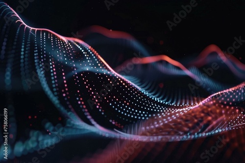 Neon digital wave lines undulating across a black screen