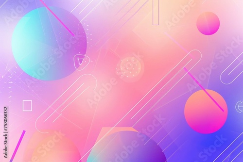 Smooth gradient with floating, digital geometric shapes