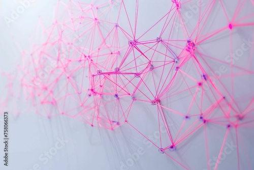 Softly glowing, neon-hued network mesh on a subtle gray canvas