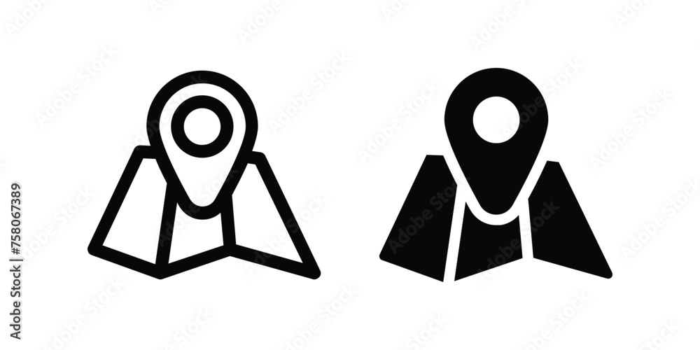 Map icon. location sign. flat illustration of vector icon Map icon. location sign. flat illustration of vector icon
