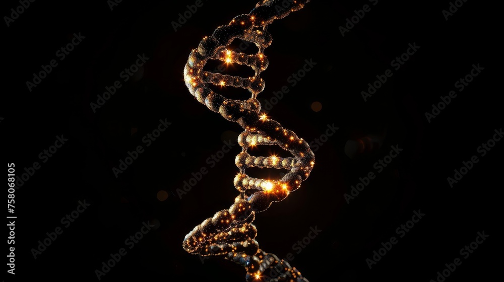 Obraz premium DNA helix on black background 