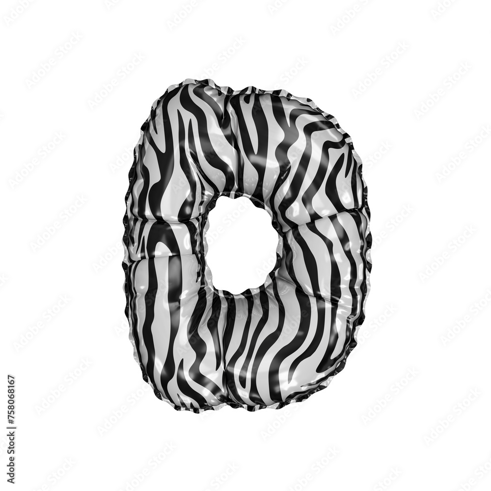 3D zebra animal pattern helium balloon letter D 3D zebra animal pattern helium balloon letter D