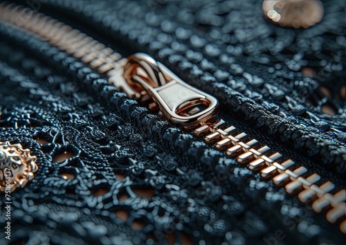 Fashion Close-up, Macro Photograph of a Clothing or Bag Zipper