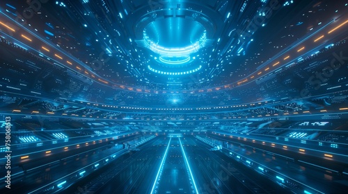 3D animation of a futuristic sports event 
