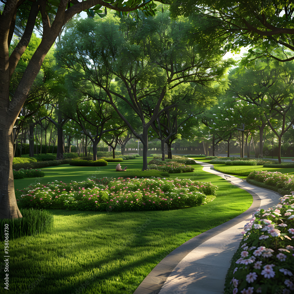 Obraz premium Beautiful Green Park generative ai