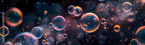 Ethereal Dance of Soap Bubbles in a Cosmic-like Atmosphere: A Dreamy Abstract Background