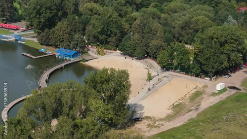 Beautiful Landscape Molo Beach Borki Lagoon Radom Aerial View Poland photo