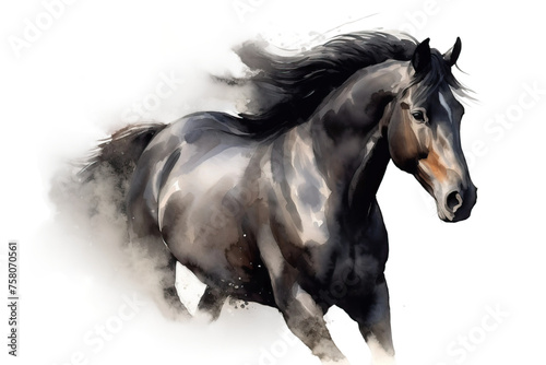 black aquarelle horse d style