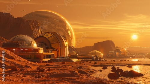 A VR experience of living in a space colony on Mars, futuristic lifestyle