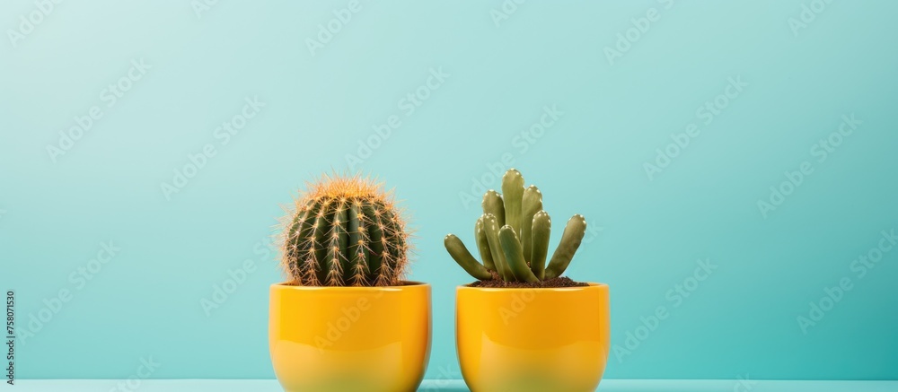 Copy Space Available on Two Cactus Pots Copy Space Available on Two Cactus Pots