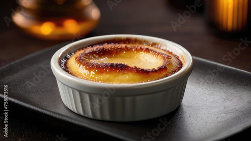 Close-up photograph of a baked casserole in a ceramic dish, capturing its golden crust and savory aroma, inviting viewers to savor the comforting flavors and home-cooked goodness, perfect for promotin photo