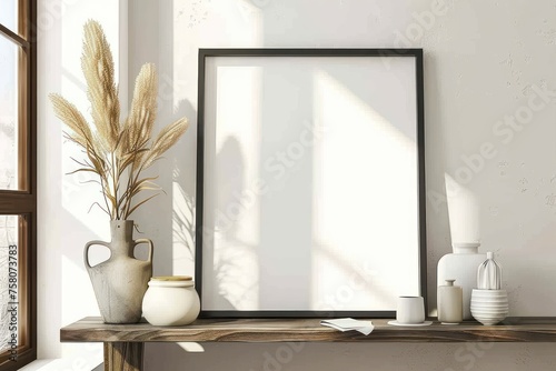 Minimalist photo frame mockup for enhancing your family's decor © Universal