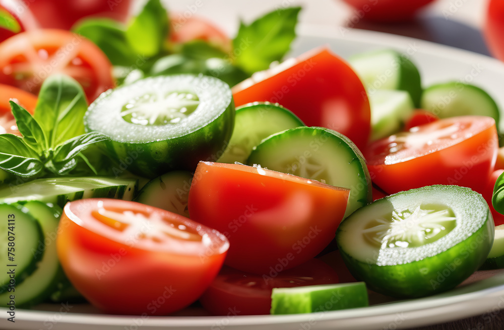 Fresh vegetable salad in a plate, close-up Fresh vegetable salad in a plate, close-up