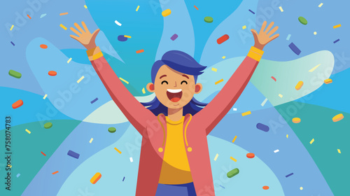 Woman Celebrating With Hands in the Air