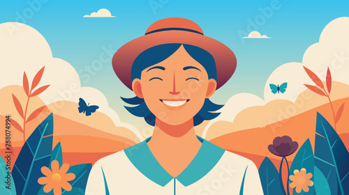 Smiling Person Enjoying Nature on a Sunny Day