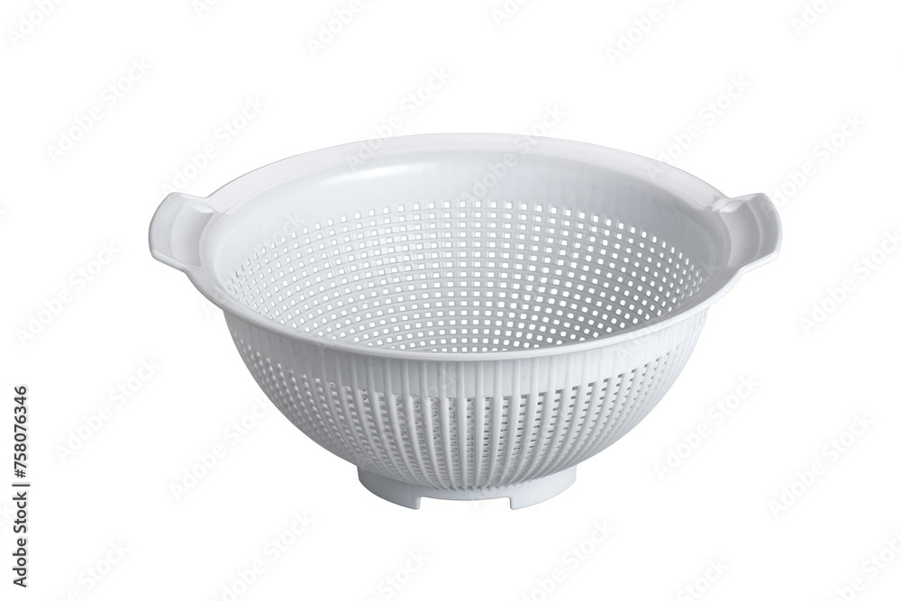 Foto White plastic colander isolated on white background