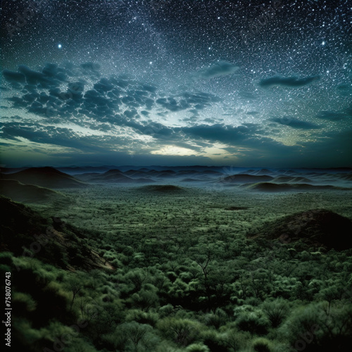 niesamowity widok na krajobraz i niebo pełne gwiazd © Makargina